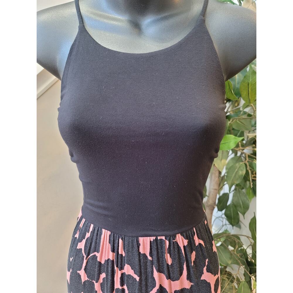 Loft Maxi Dress Women's Size Small Black Pink Scoop Neck Sleeveless Stretchy - Picture 4 of 11